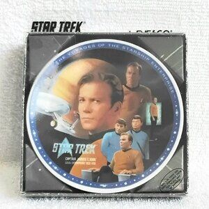2 for 1 94 Rare 4" Star Trek Captain James T. Kirk Plate & Stand by Enesco BNIP!